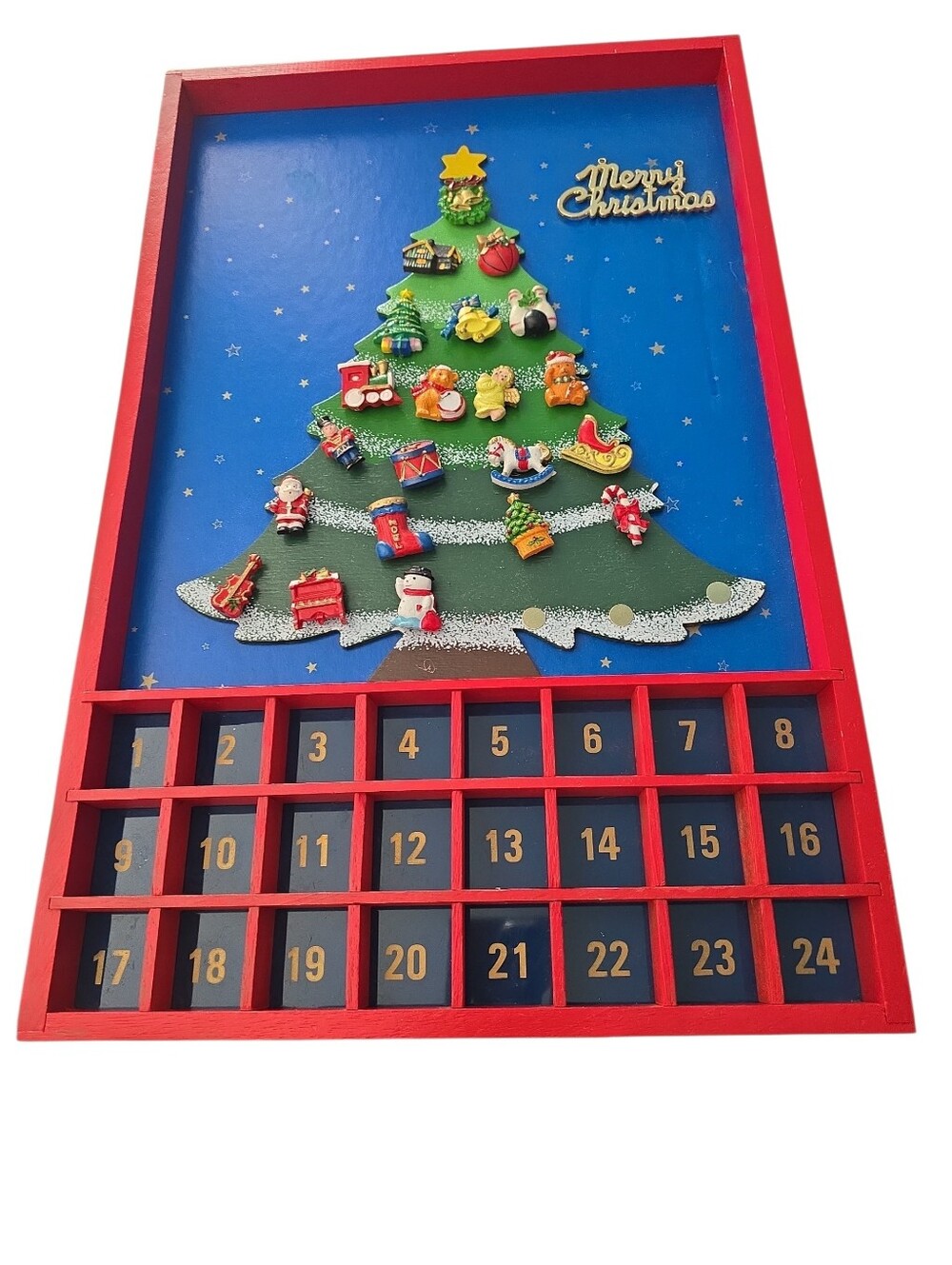 Vintage Advent Christmas Tree Magnetic Wooden NOT COMPLETE READ
